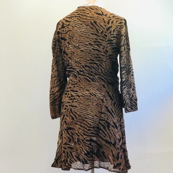 NWT GANNI MINI Georgette Wrap Dress, Tiger Pattern Size 12 (44) - Picture 8 of 14